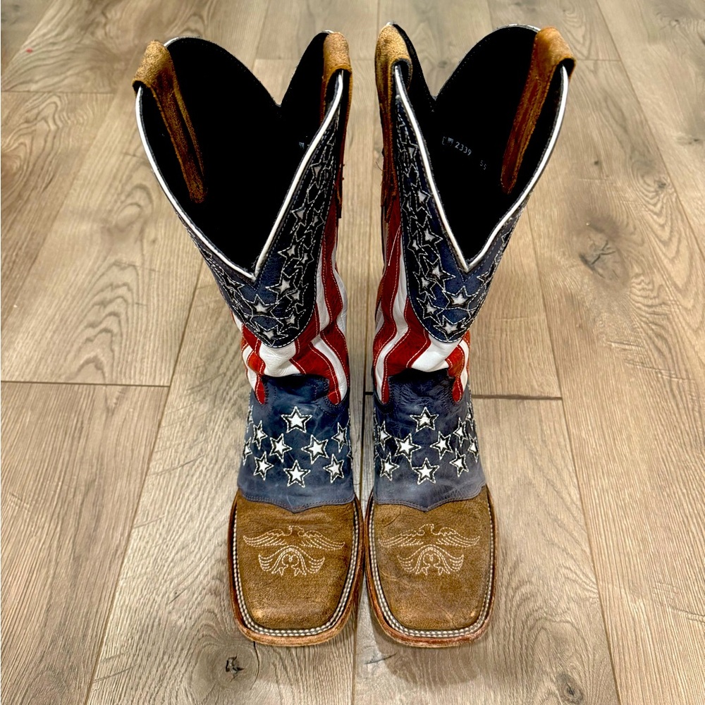 Patriotic Cowboy Boots with Stars and Stripes